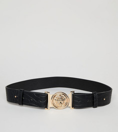 Ремень с крокодиловым рисунком и пряжкой My Accessories London-Черный