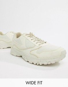 Бежевые кроссовки для широкой стопы с толстой подошвой ASOS DESIGN-Белый