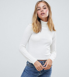 Короткая водолазка в рубчик ASOS DESIGN Petite-Белый