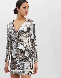 Платье с пайетками и V-образным вырезом Parisian-Золотистый