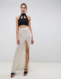 Присборенная юбка макси с пайетками ASOS DESIGN Tall-Золотой