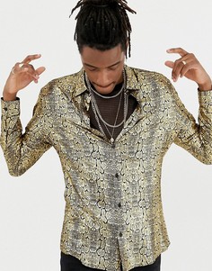 Рубашка с длинными рукавами и крокодиловым принтом Jaded London-Золотой