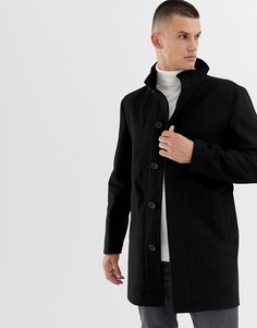 Пальто с добавлением шерсти и воротом-трубой French Connection-Черный