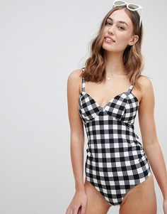 Слитный купальник в клетку для кормления ASOS DESIGN Maternity-Мульти