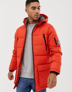 Оранжевая длинная дутая куртка с капюшоном Nicce-Оранжевый