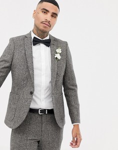 Серый приталенный пиджак с шевронным узором Twisted Tailor