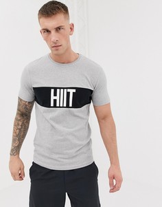 Серая футболка со вставкой на груди HIIT-Серый