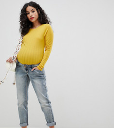 Джинсы в винтажном стиле со съемной вставкой для животика Bandia Maternity-Голубой