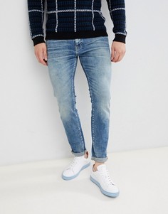 Выбеленные синие узкие джинсы Selected Homme-Синий