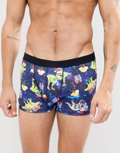 Новогодние боксеры-брифы с динозаврами ASOS DESIGN-Мульти