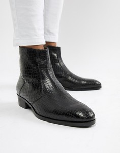 Черные ботинки челси на кубинском каблуке с эффектом крокодиловой кожи Dune-Черный