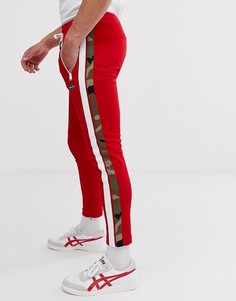 Красные спортивные штаны с камуфляжными полосками по бокам Replay-Красный