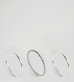 Эксклюзивный набор из 3 серебряных колец Kingsley Ryan-Серебряный