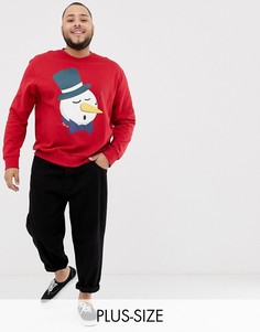 Красный новогодний свитшот с принтом снеговика Jack & Jones Originals