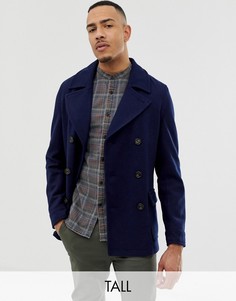 Пальто-бушлат из премиум-ткани с добавлением шерсти Harry Brown Tall-Темно-синий