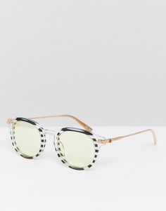 Круглые солнцезащитные очки в полоску Calvin Klein CK18701S-Белый