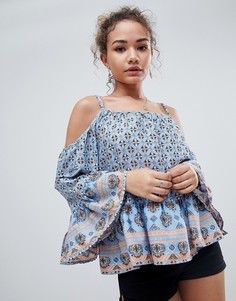 Топ с принтом и оборкой En Creme-Мульти