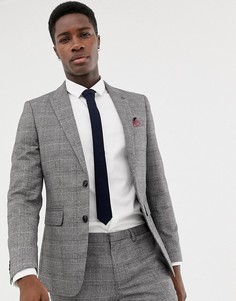 Серый приталенный пиджак в клетку Burton Menswear-Красный
