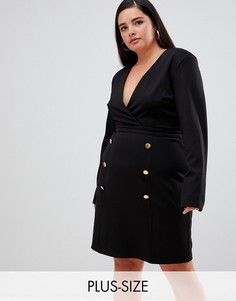 Платье с золотистыми пуговицами Unique 21 Hero-Черный