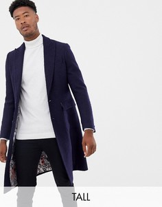 Темно-синее фактурное пальто с добавлением шерсти Gianni Feraud Tall premium-Темно-синий