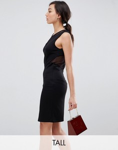 Бархатное облегающее платье мини с сетчатыми вставками YAS TALL-Черный