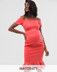 Платье миди с открытыми плечами True Violet Maternity-Розовый
