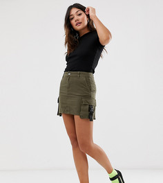 Зеленая мини-юбка в стиле милитари Bershka-Зеленый