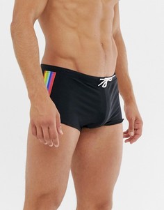 Плавки с разноцветными полосами по бокам ASOS DESIGN-Черный