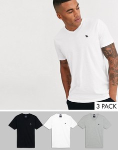 Набор из 3 футболок с логотипом (белая/серая/черная) Abercrombie & Fitch-Мульти
