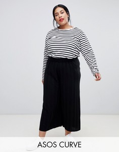 Трикотажные кюлоты в широкий рубчик ASOS DESIGN Curve-Черный