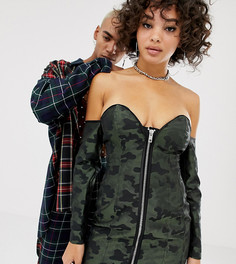 Камуфляжное платье мини с открытыми плечами ASOS DESIGN x LaQuan Smith-Многоцветный