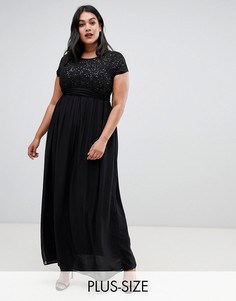 Платье миди с короткими рукавами и бусинами AX Paris Plus-Черный