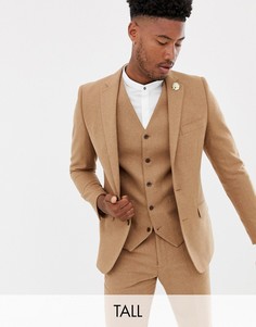 Приталенный пиджак с добавлением шерсти Gianni Feraud Tall-Коричневый
