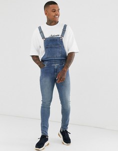 Голубой джинсовый комбинезон скинни ASOS DESIGN-Синий