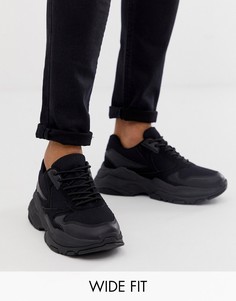 Черные кроссовки с толстой подошвой для широкой стопы ASOS DESIGN-Черный