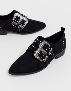 Монки на плоской подошве в стиле вестерн ASOS DESIGN-Черный