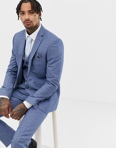 Синий приталенный пиджак в клетку Harry Brown