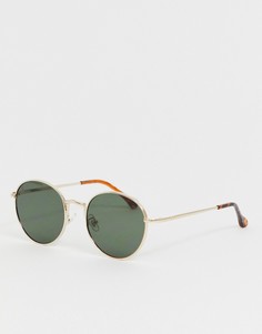 Круглые солнцезащитные очки в золотистой оправе Jeepers Peepers-Золотой