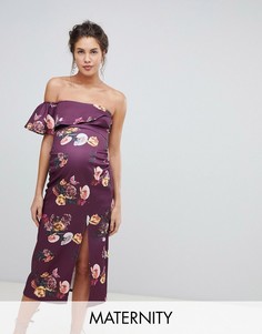 Платье макси на одно плечо с цветочным принтом True Violet Maternity-Мульти