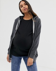 Худи темно-серого цвета на молнии ASOS DESIGN Maternity-Серый