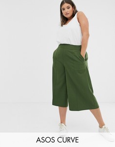 Кюлоты в строгом стиле ASOS DESIGN Curve-Зеленый