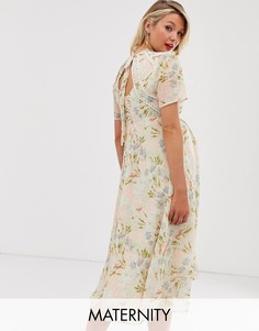 Платье миди с цветочным принтом и завязкой сзади Hope & Ivy Maternity-Оранжевый