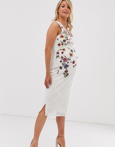 Кружевное платье-футляр с цветочной вышивкой Hope & Ivy Maternity-Мульти