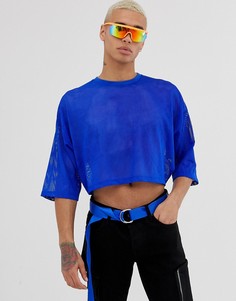 Синий сетчатый кроп-топ свободного кроя ASOS DESIGN