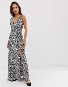 Платье макси со змеиным принтом River Island-Серый