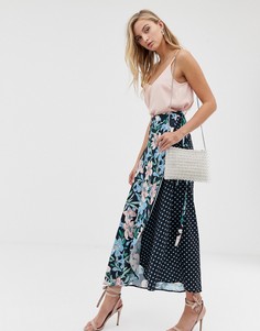 Комбинируемая юбка в горошек с запахом и цветочным принтом Liquorish-Мульти