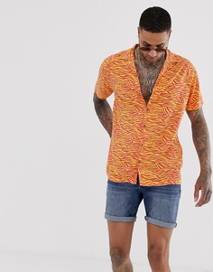 Рубашка со звериным принтом и воротником в виде лацканов Urban Threads-Мульти