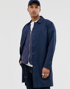 Темно-синий однобортный тренч ASOS DESIGN