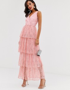 Платье макси с глубоким вырезом Unique21-Розовый