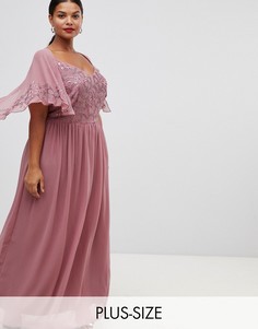Платье макси с короткими рукавами и отделкой Lovedrobe Luxe-Розовый